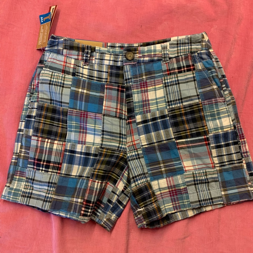Merona square block,  plaid, high waist shorts